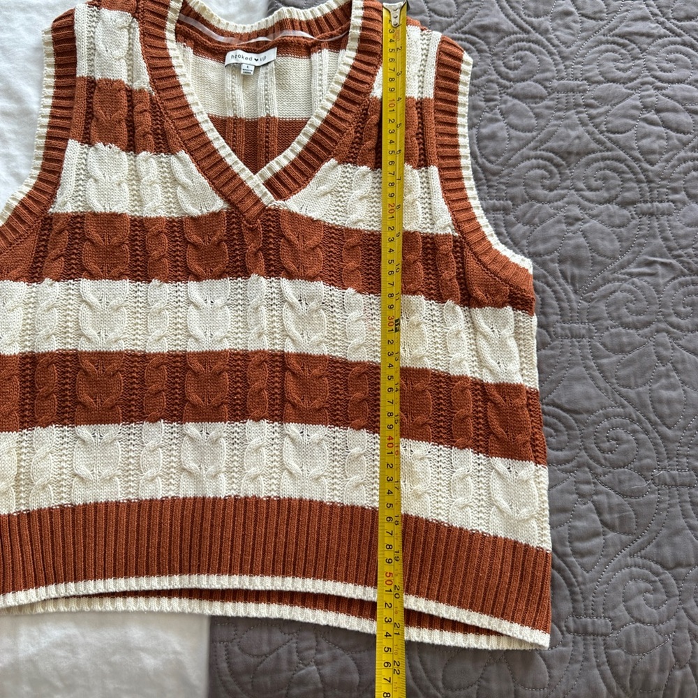 Burnt Orange and Cream Knit Sweater Vest - Picture 3 of 6
